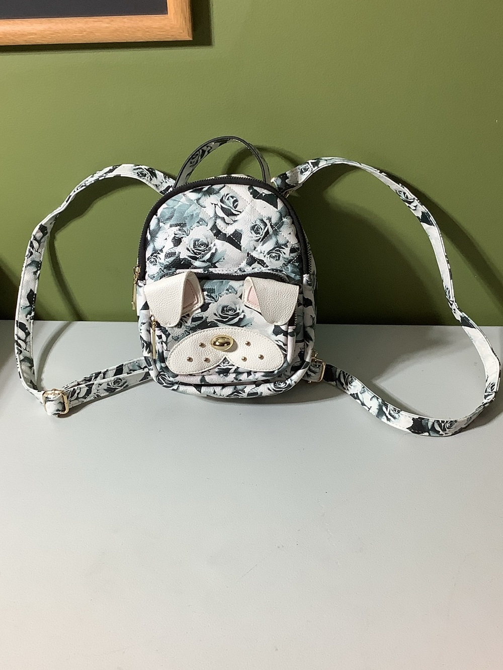 Betsey Johnson roses and dog face backpack